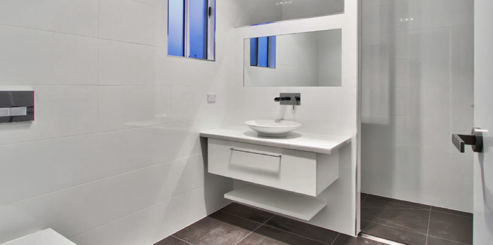 Bathroom vanity and shower plumbing in a Brisbane renovation