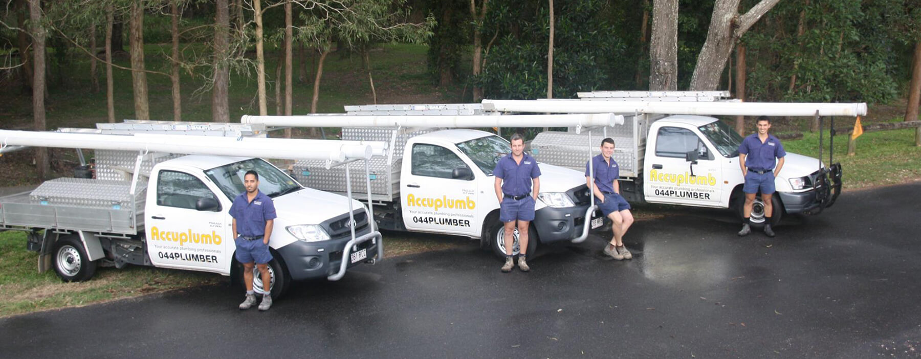 Accuplumb plumbers and service trucks in Carina Heights, Brisbane